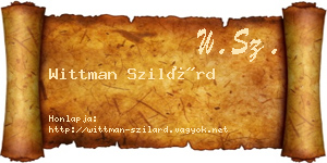 Wittman Szilárd névjegykártya